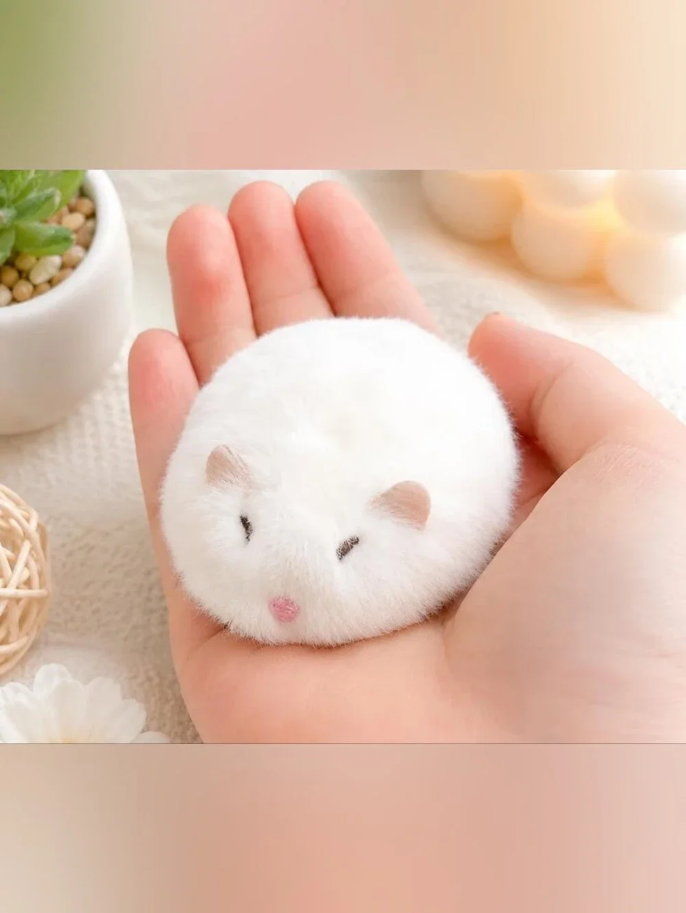Fluffy White Hamster Hair Clips for Unisex - Cute Pom Pom Accessory